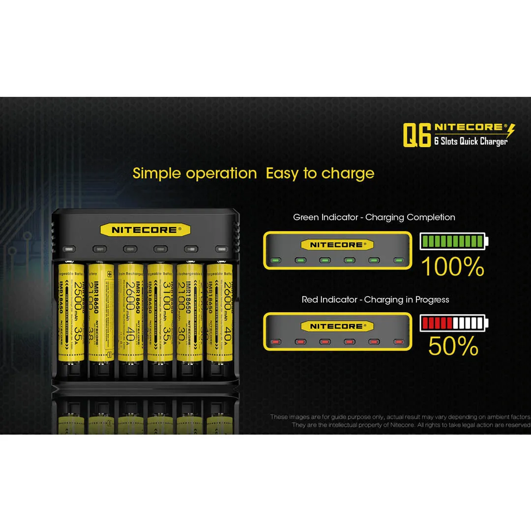 Nitecore Q6 Six Slot 2A Universal Li-ion/IMR Battery Charger