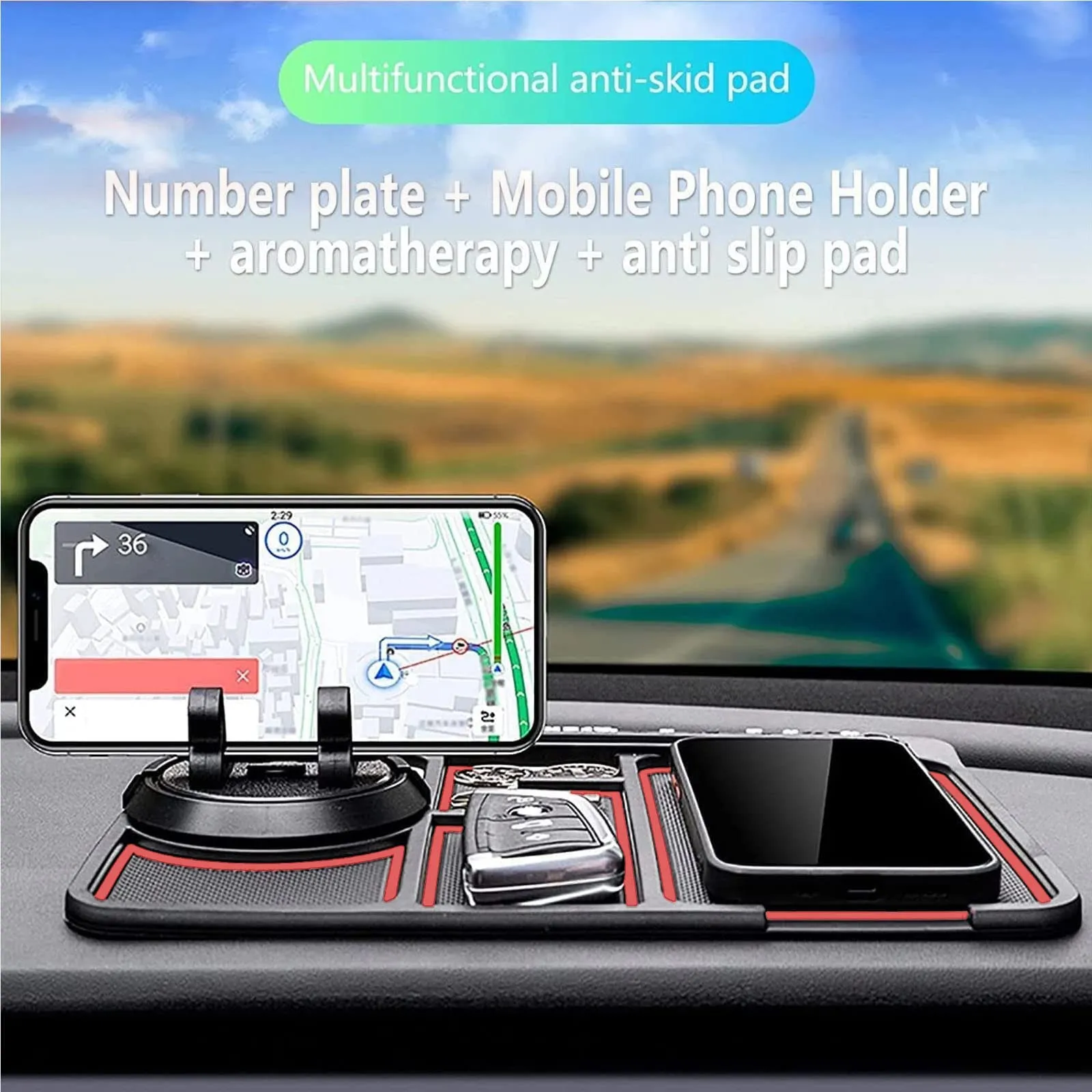 Non-Slip Car Phone Pad For 4-in-1 Car Parking Number Card Anti-Slip Mat Auto Phone Holder Sticky Anti Slide Dash Phone Mount