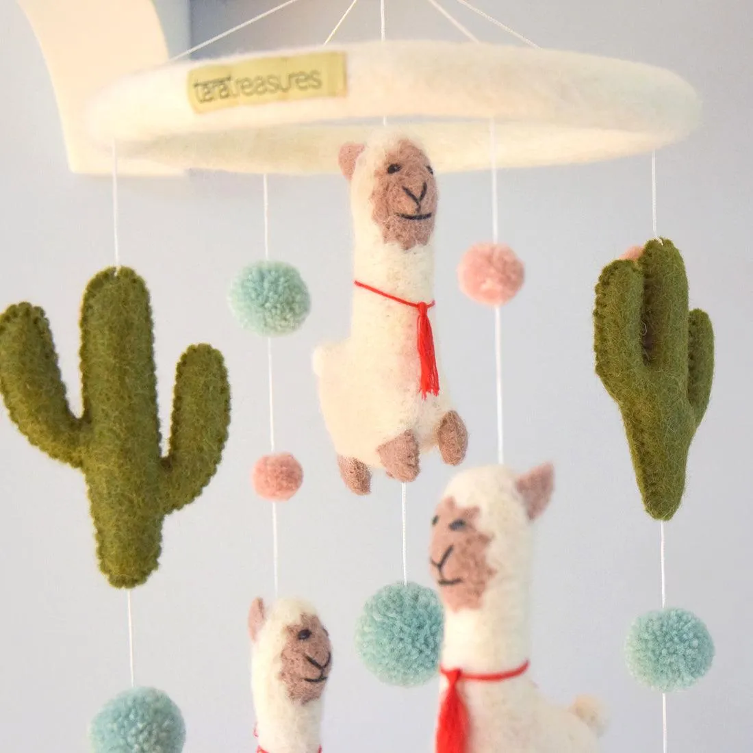 Nursery Cot Mobile - Llama and Cactus