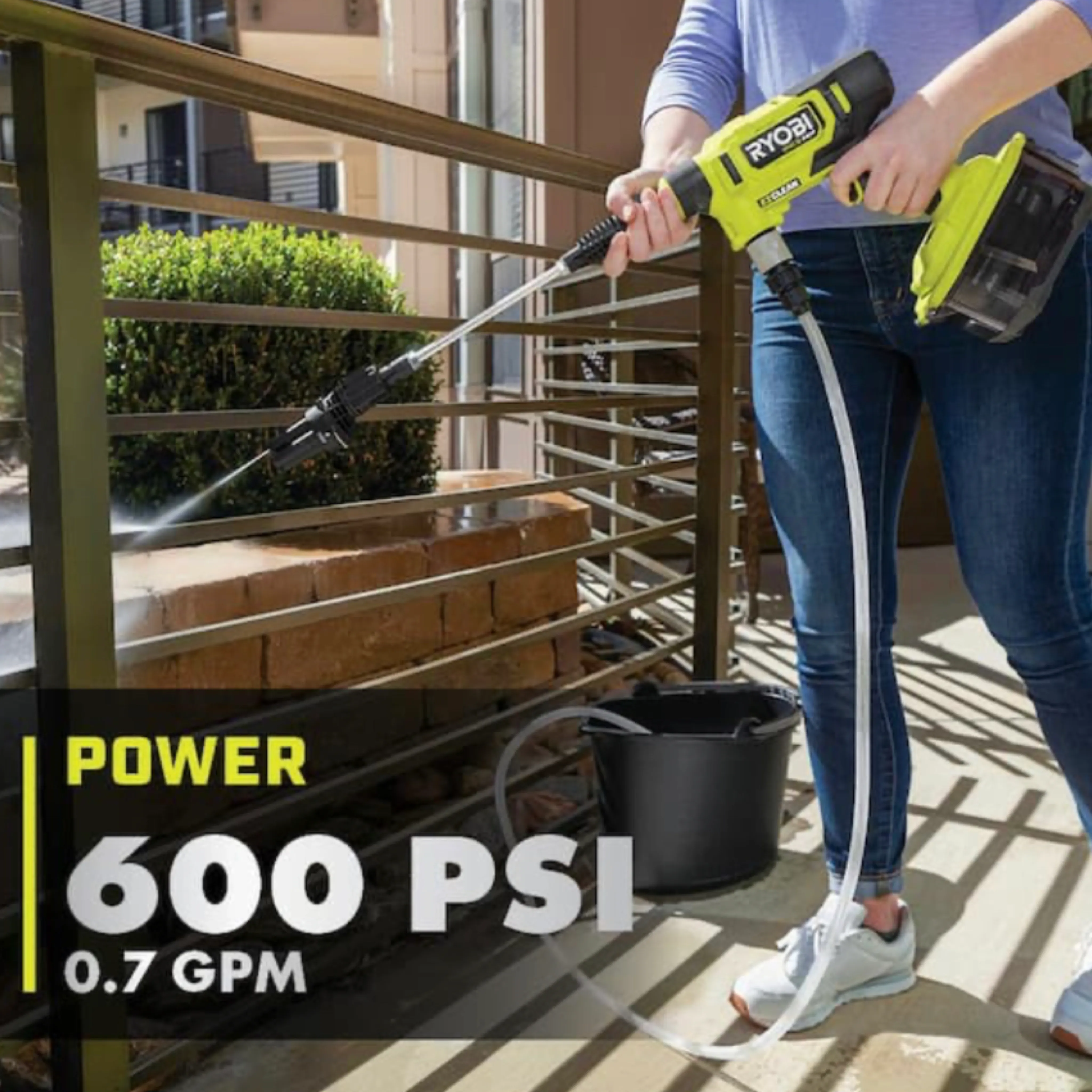 ONE  HP 18-Volt Brushless EZClean 600 PSI 0.7 GPM Cordless Cold Water Power Cleaner (Tool Only)