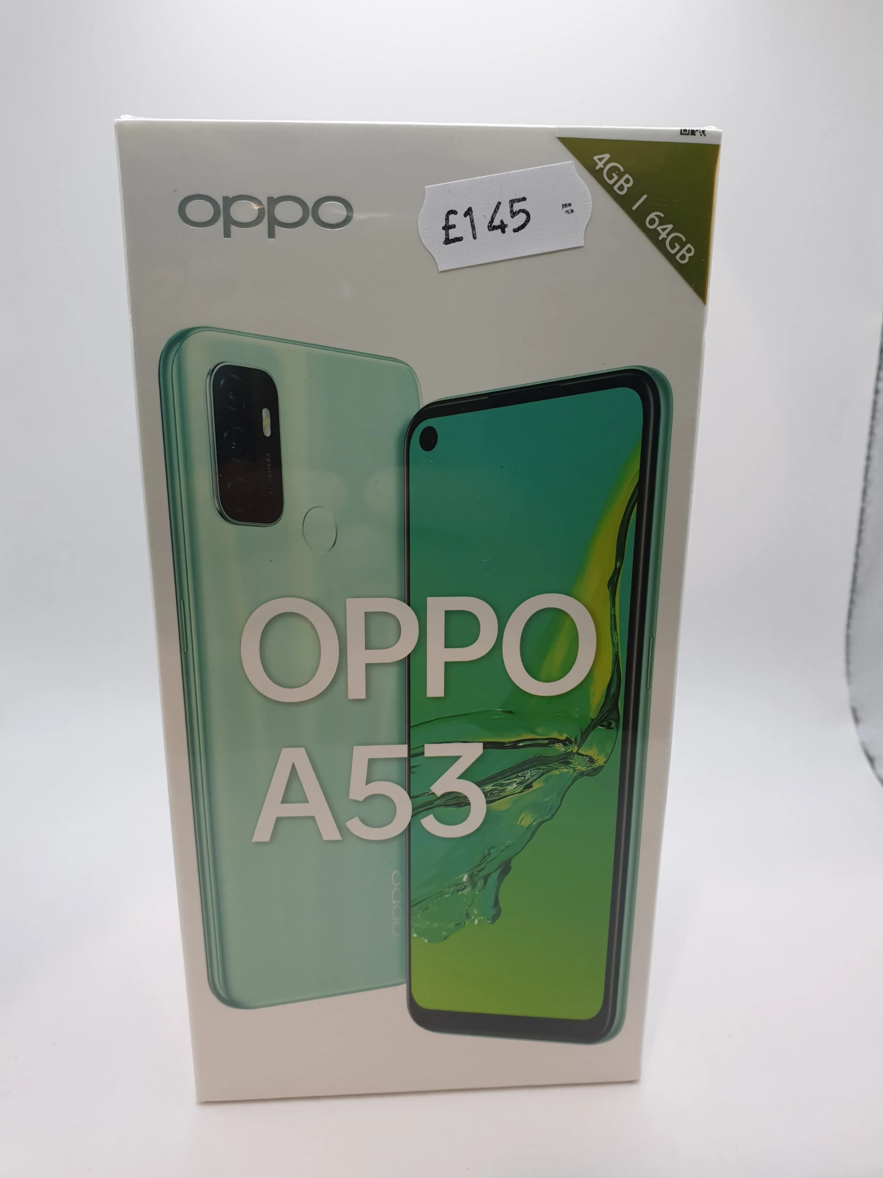 Oppo A53 Smartphone Electric Black Unlocked New In Box All Accessories 4GB Ram 64GB Triple Camera 18W Fast Charge Android 5000Mah Battery