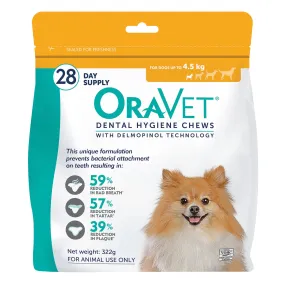 OraVet Dental Hygiene Chews For Extra Small Dogs 0-4.5kg 28 Pack