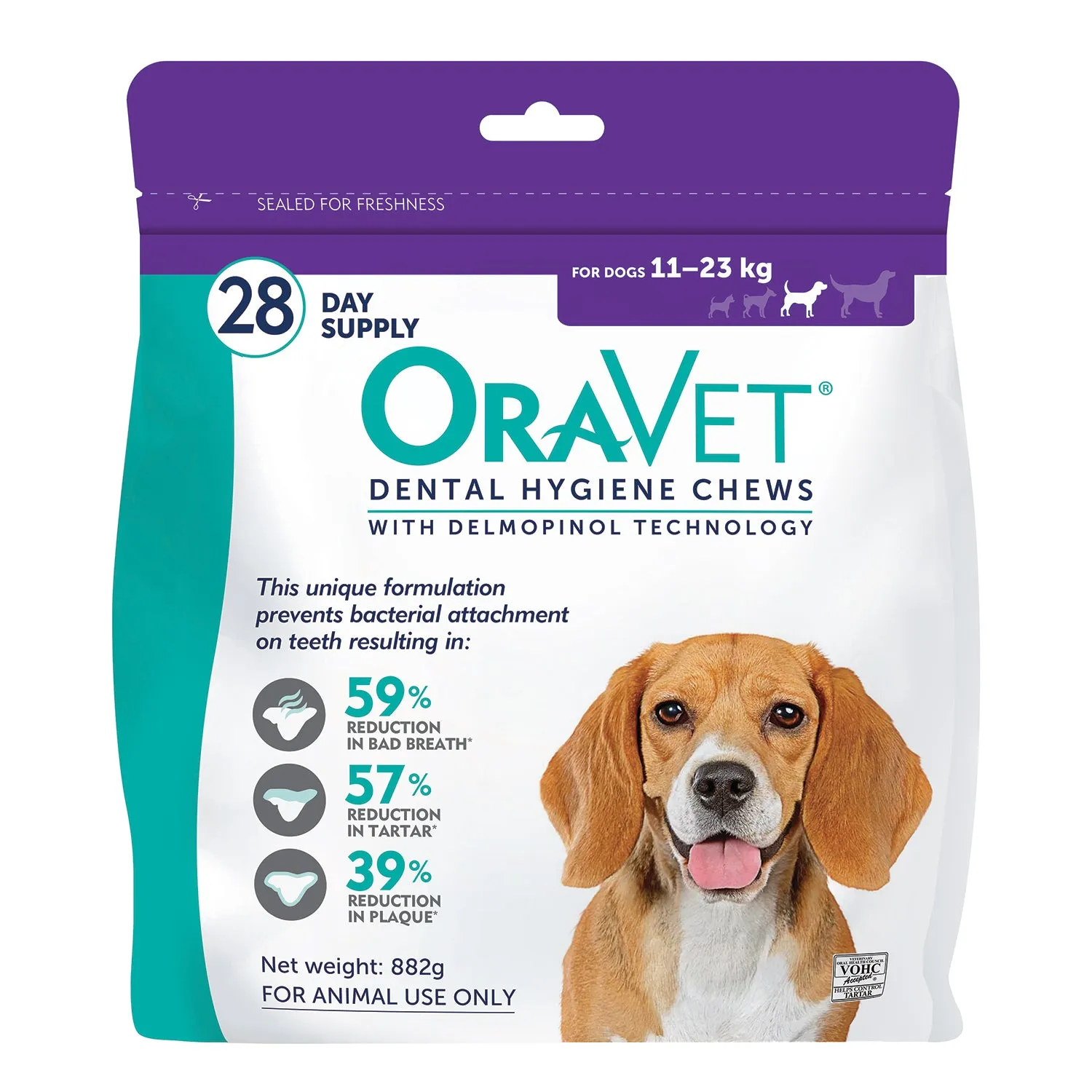 OraVet Dental Hygiene Chews For Medium Dogs 11-23kg 28 Pack