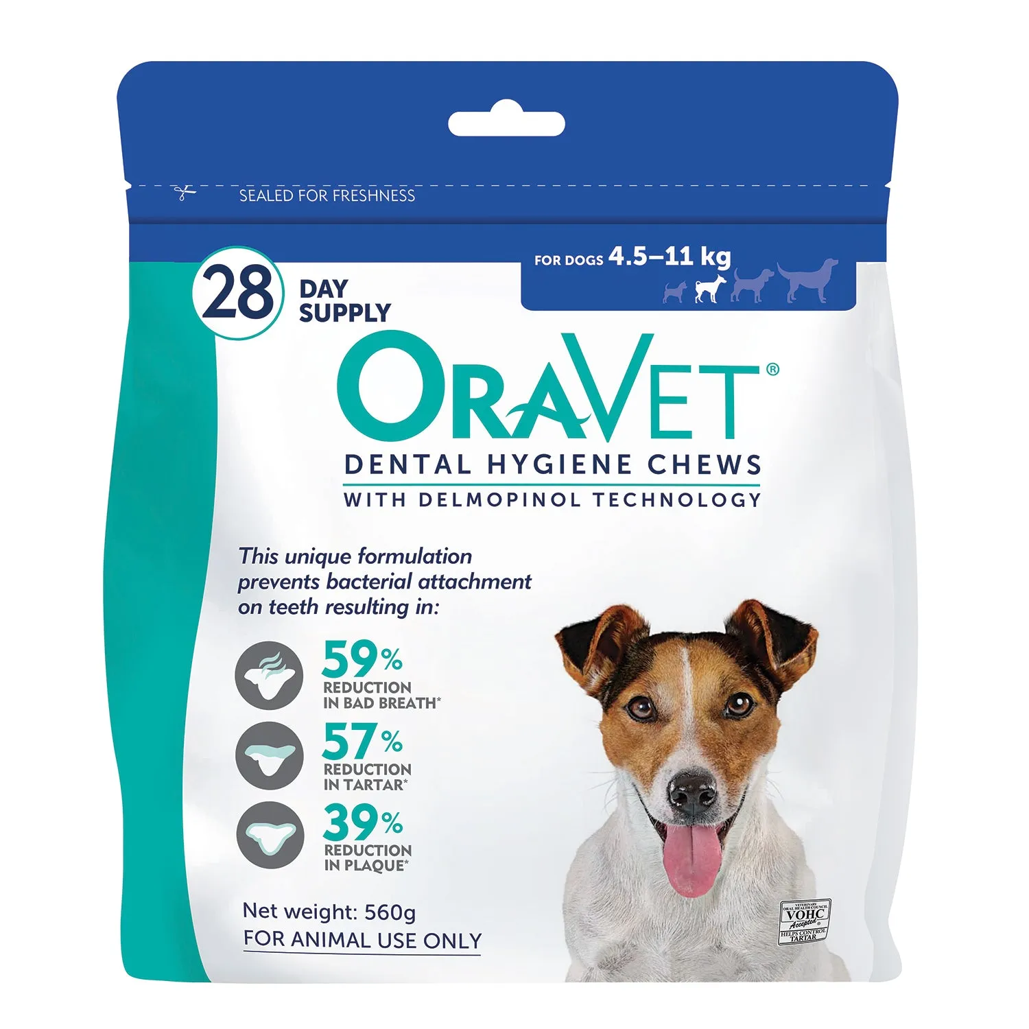 OraVet Dental Hygiene Chews For Small Dogs 4.5-11kg 28 Pack