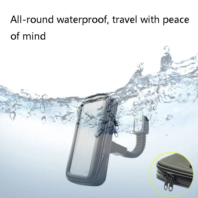 Outdoor Riding Motorcycle Bicycle Waterproof Mobile Phone Bracket,Style: Motorcycle 5.5 inch Black