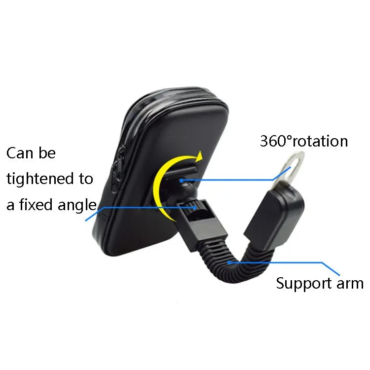 Outdoor Riding Motorcycle Bicycle Waterproof Mobile Phone Bracket,Style: Motorcycle 5.5 inch Black