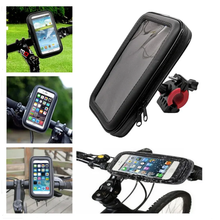 Outdoor Riding Motorcycle Bicycle Waterproof Mobile Phone Bracket,Style: Motorcycle 5.5 inch Black