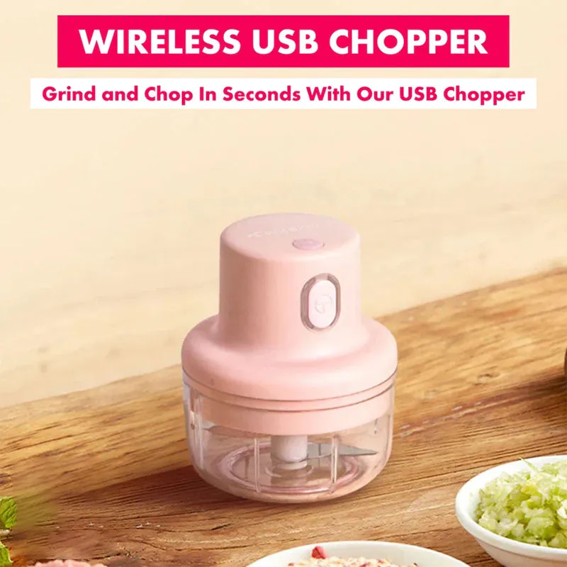 Portable Wireless Rechargeable Mini Electric Garlic Food Chopper