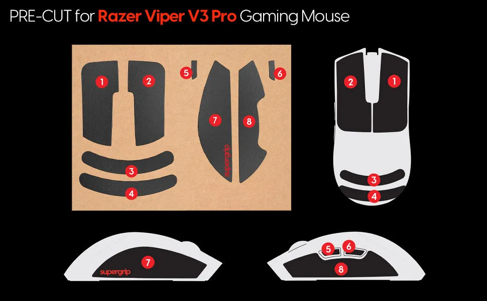 Pulsar Supergrip Grip Tape for Razer Viper V3 Pro