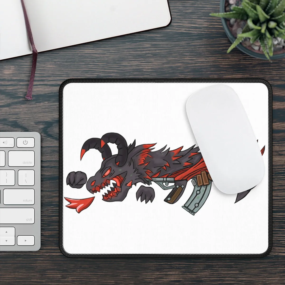 Red Black Dragon Gun Gaming Mouse Pad