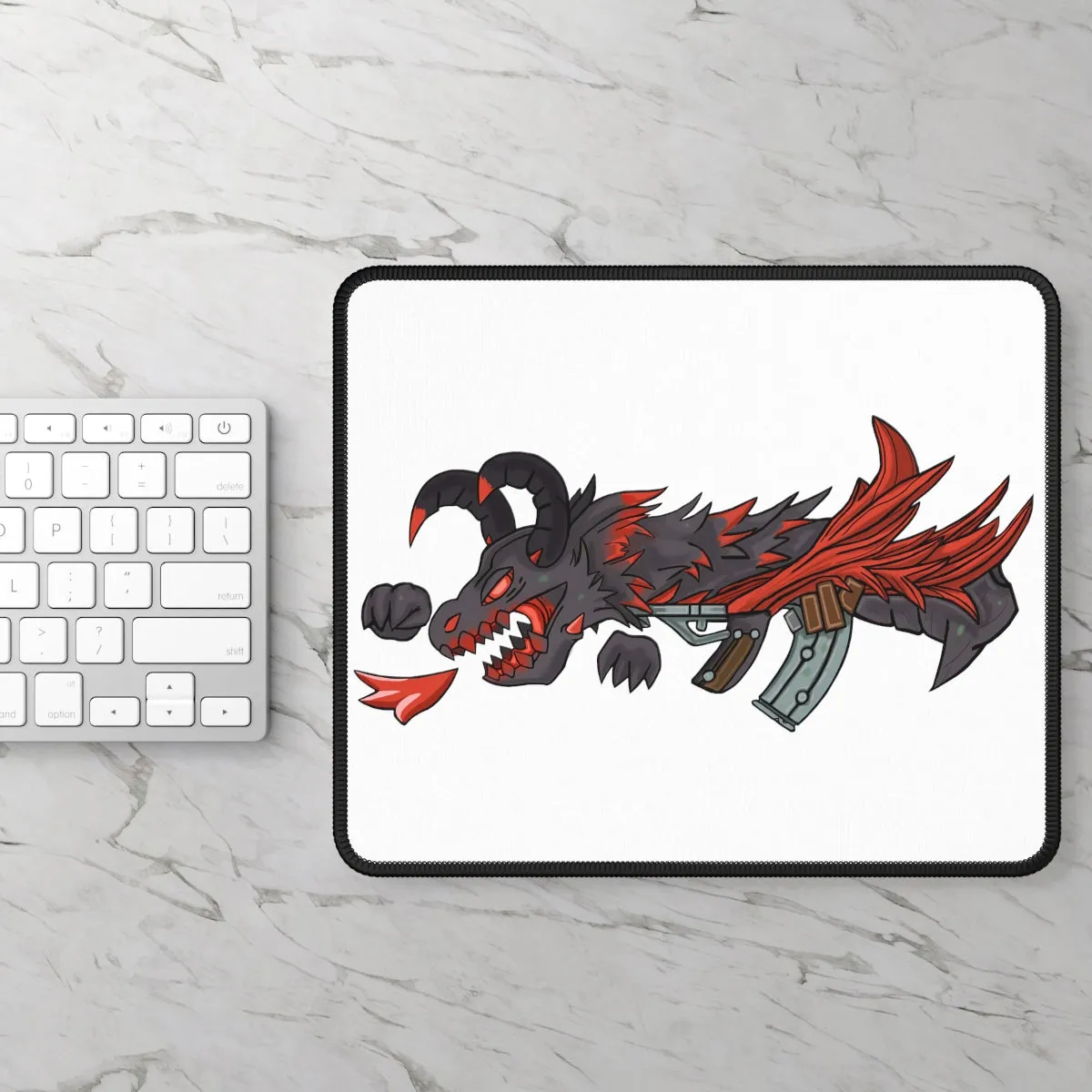 Red Black Dragon Gun Gaming Mouse Pad