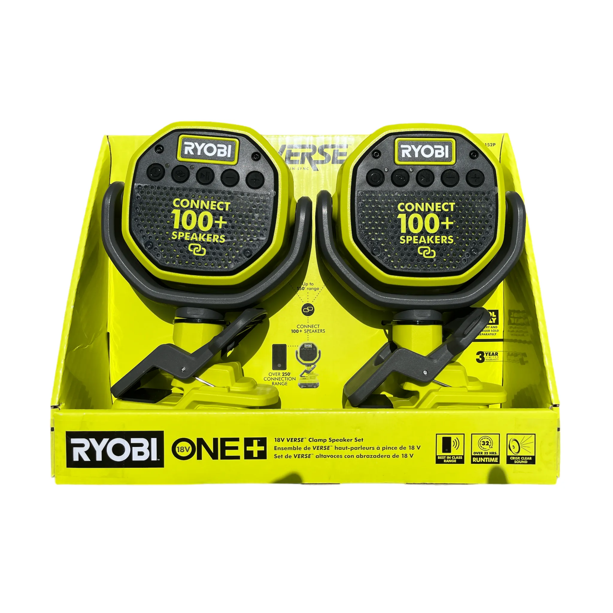 Ryobi ONE  18-Volt Cordless VERSE Clamp Speaker 2-Pack (Tools Only)