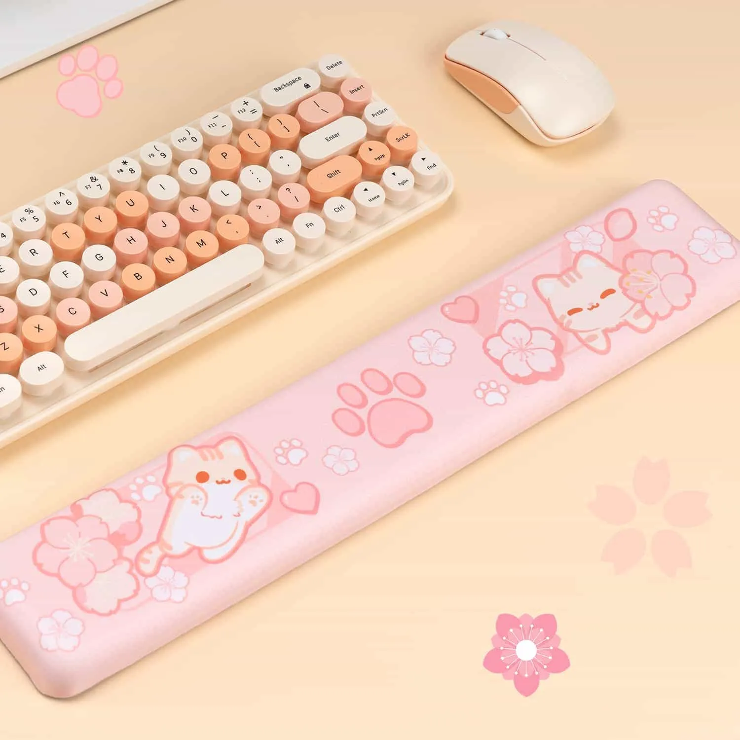 Sakura Cat Mousepad - Kawaii Desk Mat Mouse Pad with Wrist Support