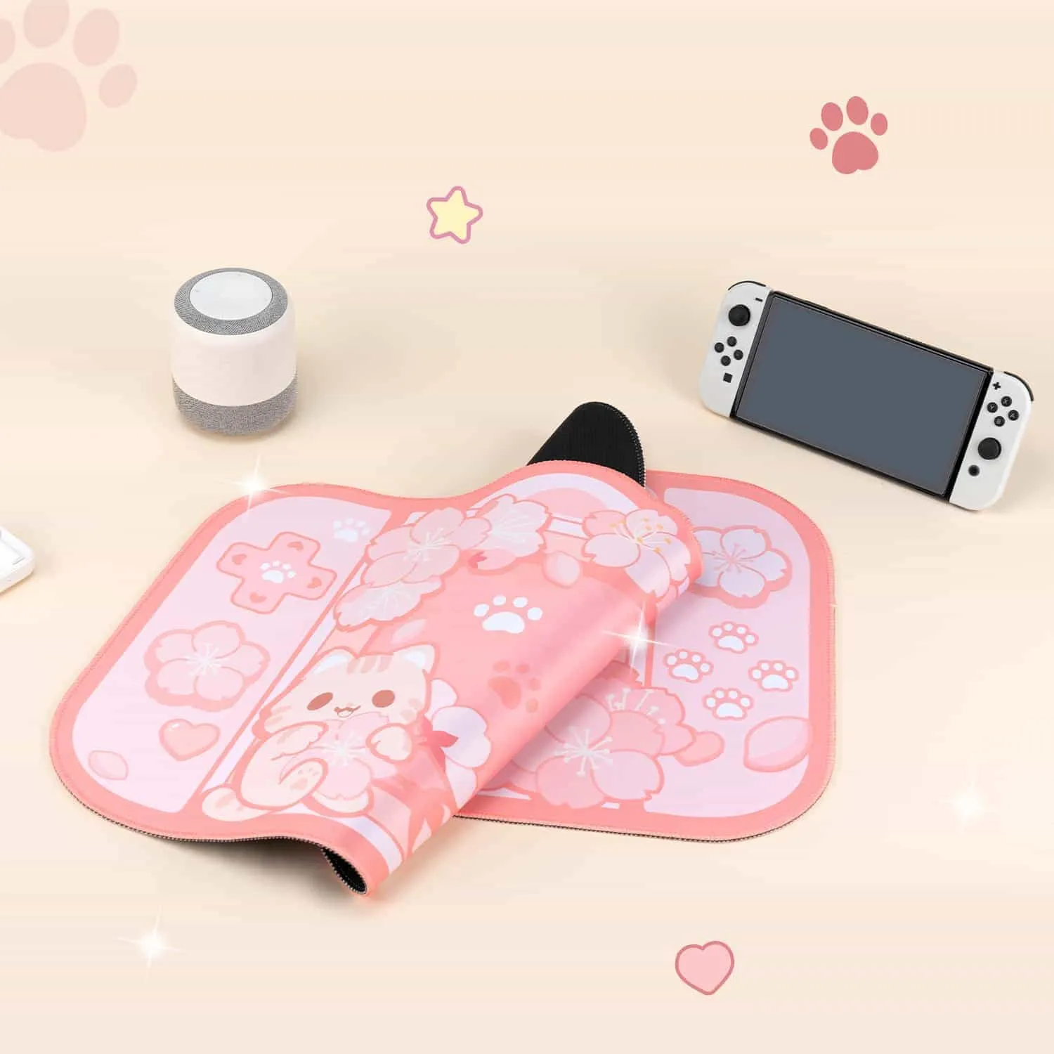 Sakura Cat Mousepad - Kawaii Desk Mat Mouse Pad with Wrist Support