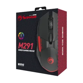 Scorpion M291 Gaming Mouse, USB, 6 LED Colours, Adjustable up to 6400 DPI, Gaming Grade Optical Sensor with 6 Programmable Buttons - Marvo