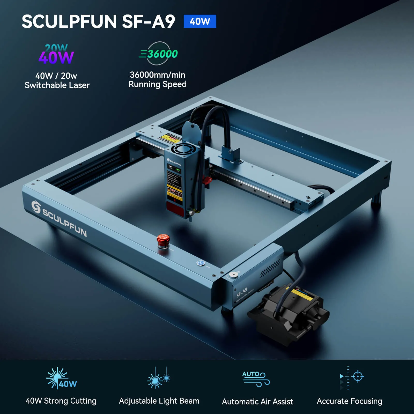 SCULPFUN SF-A9 40W Laser Engraver and Cutting Machine