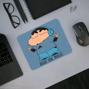 Shinchan High On Music 3mm Thick Non-Slip Rubber Mouse Pad for Computer &amp; Gaming - 9"x7.5"