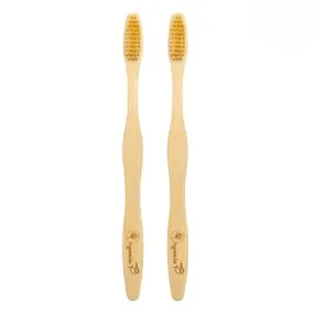 Soft Pointed Bristles from Castor Oil Pure Mao Bamboo Toothbrush | Beige Pack of 2