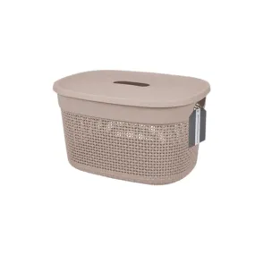 Stereo Plastic Storage Basket with Lid 17L 38x28x22cm & Carry Handle