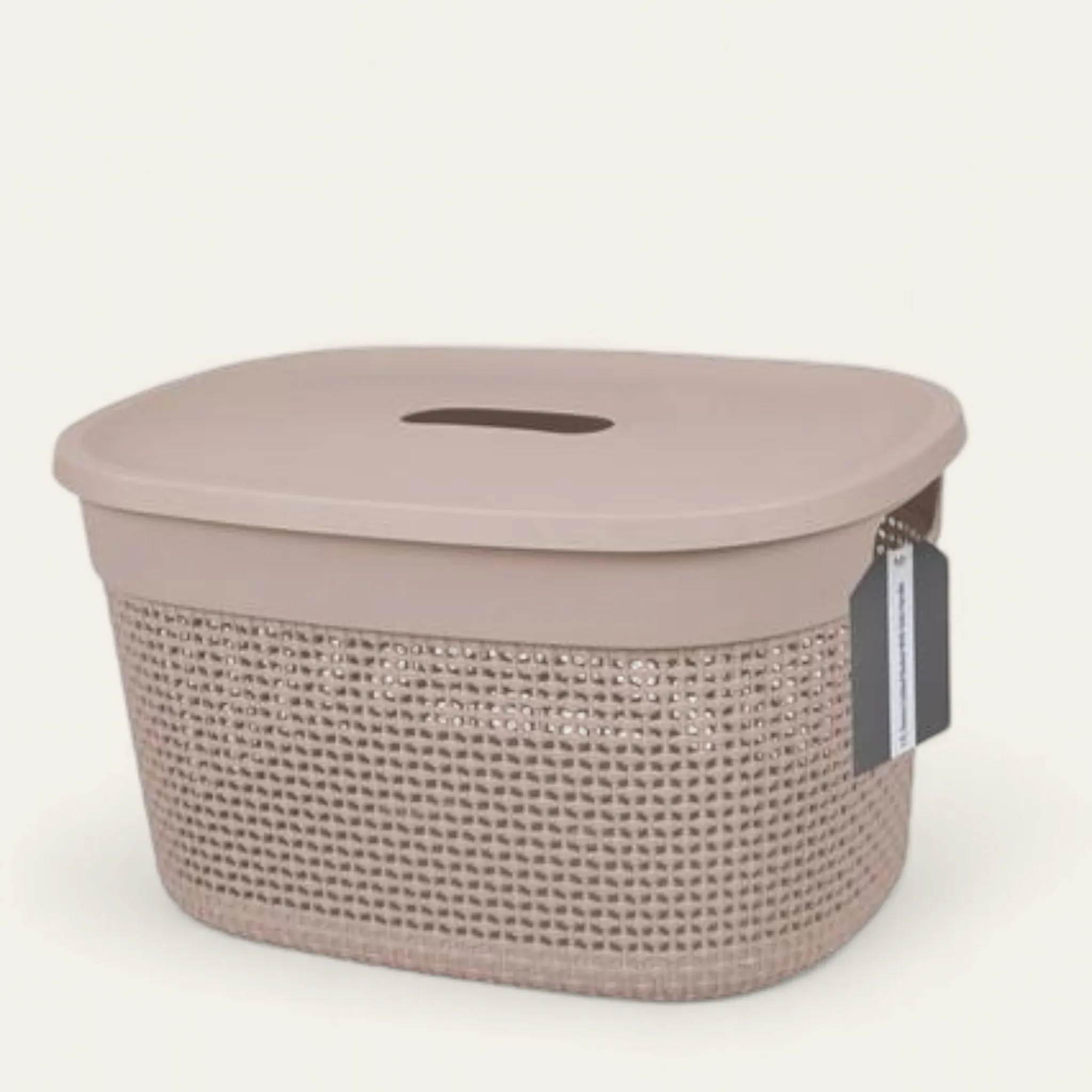 Stereo Plastic Storage Basket with Lid 17L 38x28x22cm & Carry Handle