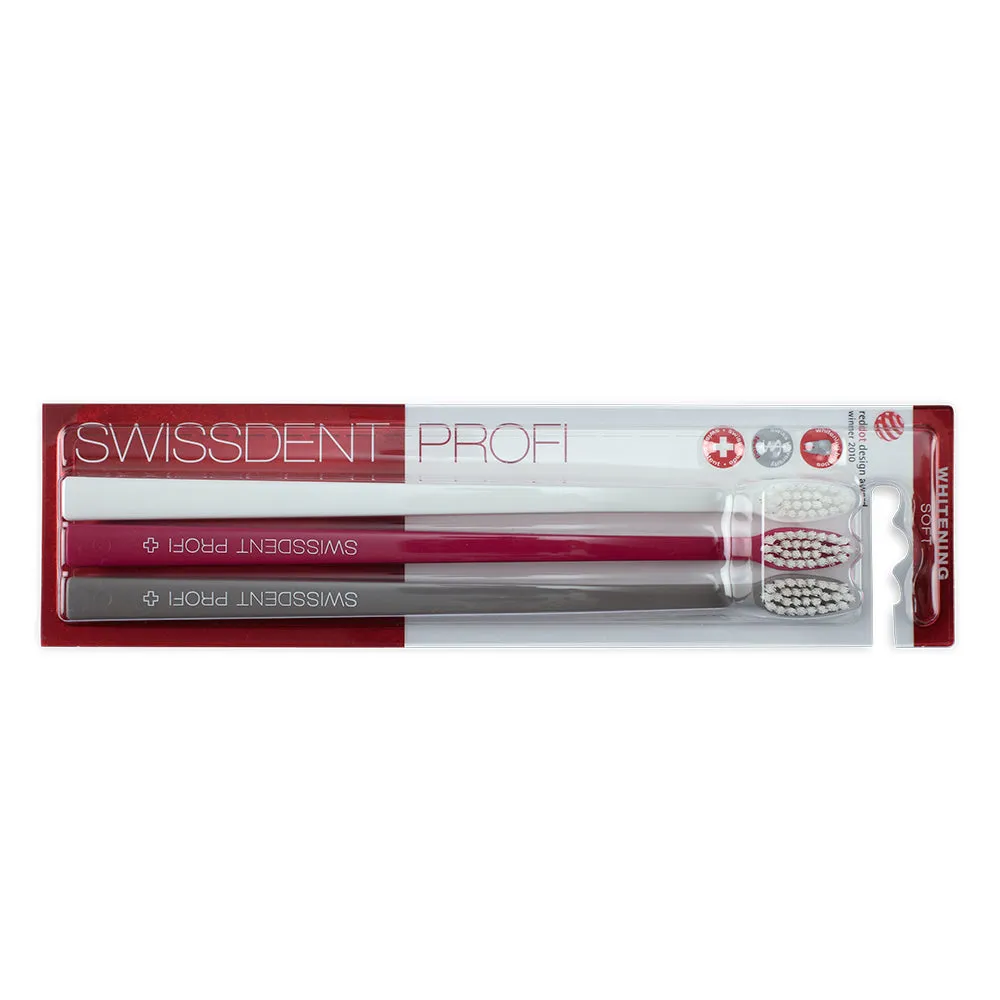 SWISSDENT PROFI WHITENING Toothbrush Triopack SOFT (white, pink, grey)