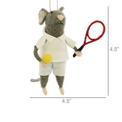 Tennis Player Mouse Felt Ornament