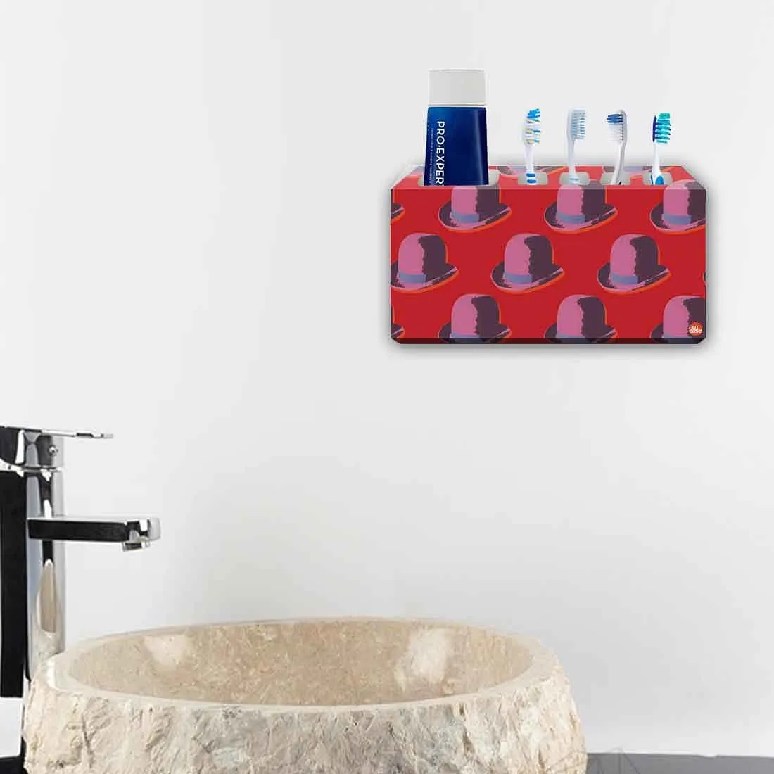 Toothbrush Holder Wall Mounted -Hat Red