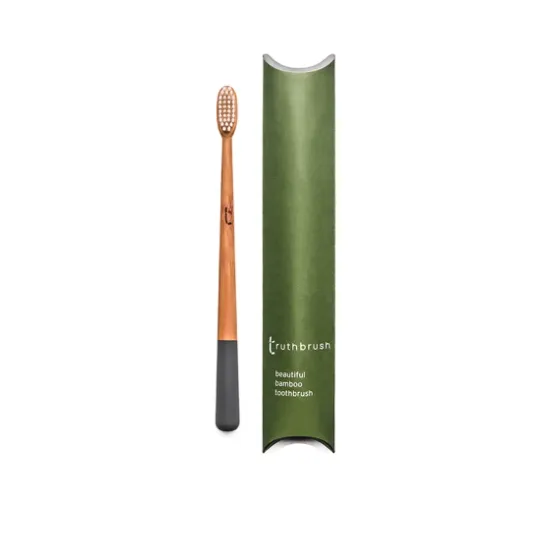 Truthbrush Medium Bamboo Toothbrush - Petal Pink, Storm Grey or Moss Green