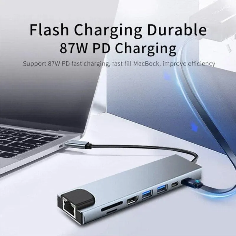 USB C Hub 8 In 1 Type C 3.1 To 4K HDMI Adapter