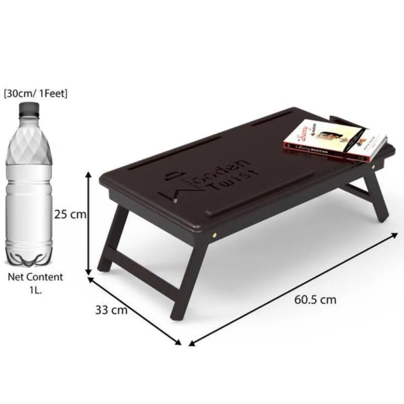 Venture Solid Wood Laptop Table With Storage Drawer & Mobile Holder