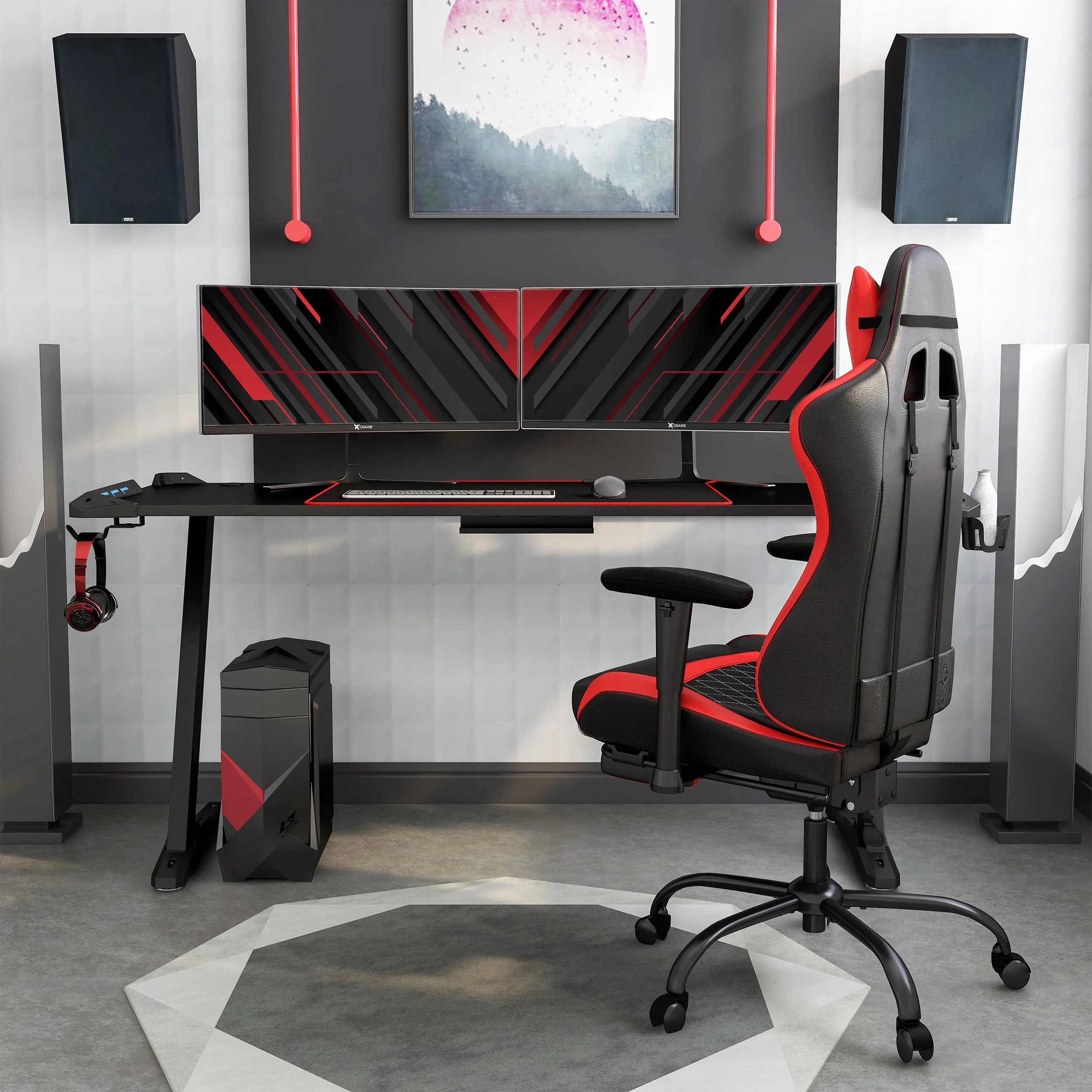 Wiching Modern Black 67-in Steel Rectangular Computer Desk