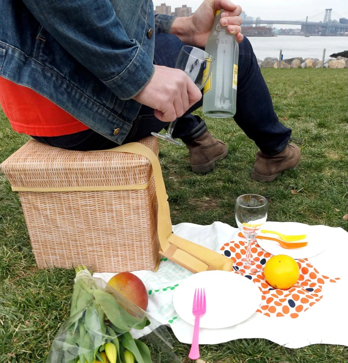 Wicker Picnic Cooler Seat