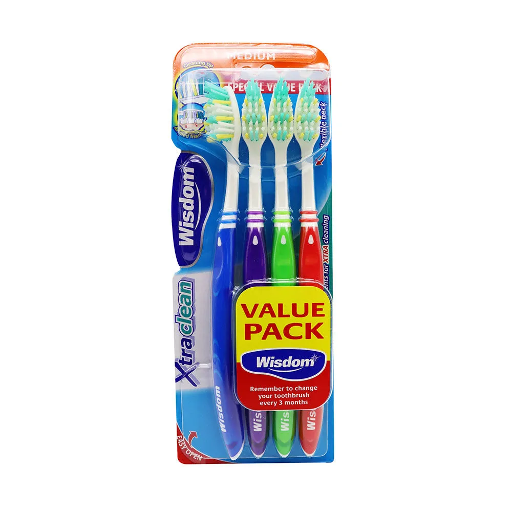 Wisdom Xtra Clean Toothbrush Medium 4Pack