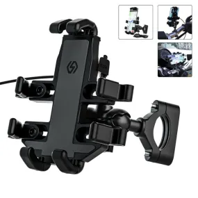 WUPP CS-1098A1 Motorcycle Aluminum Alloy Eight-jaw Mobile Phone Charging Holder with Switch(Black)