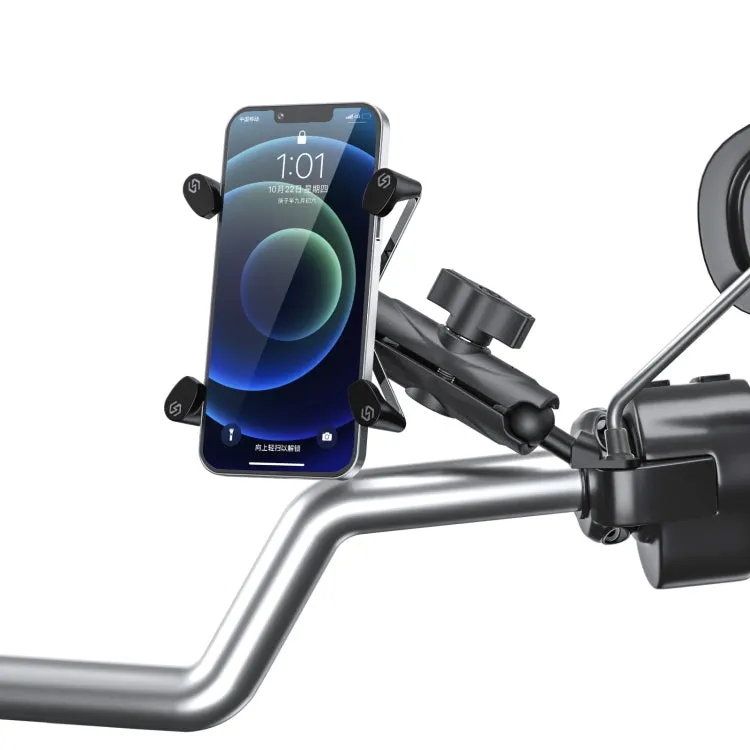 ZH-1558B1 Motorcycle Rear Mirror X-shape Aluminum Alloy Phone Holder