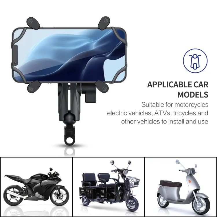 ZH-1558B1 Motorcycle Rear Mirror X-shape Aluminum Alloy Phone Holder