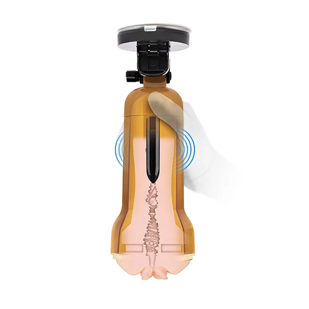 Zolo Vibrating Personal Trainer - USB Rechargeable Vibrating Vagina Stroker with Suction Mount